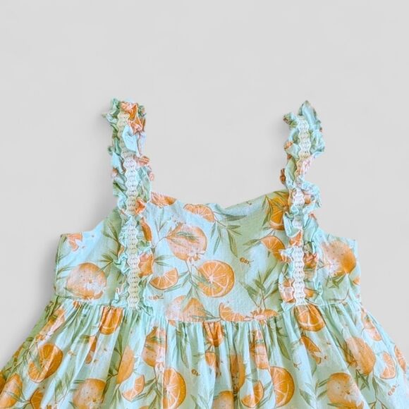 Joie Kids Citrus Oranges Floral Ruffle Sleeveless Lined Cotton Dress‎ Girls Sz 5 - Picture 4 of 11